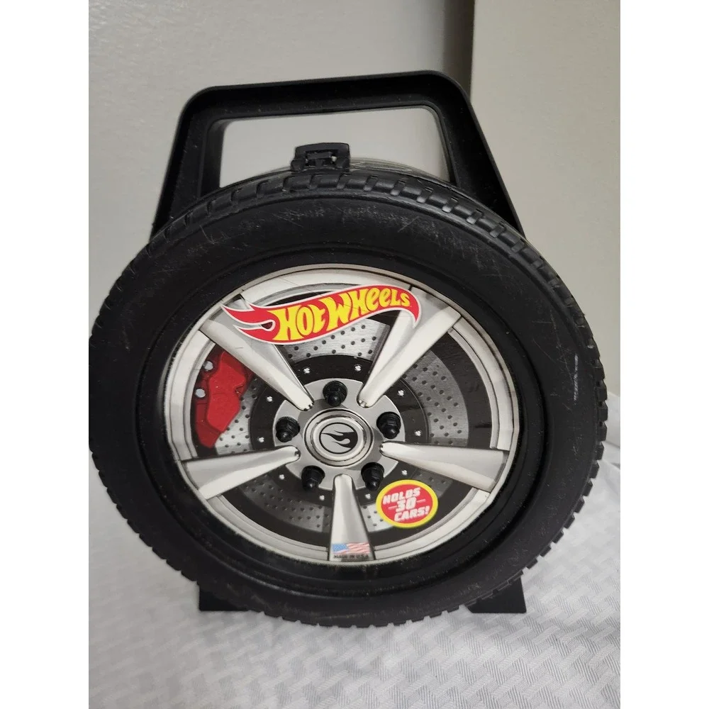 Hot Wheels Tire Carrying Case Holds 30 Cars Black Plastic Storage Travel Handle